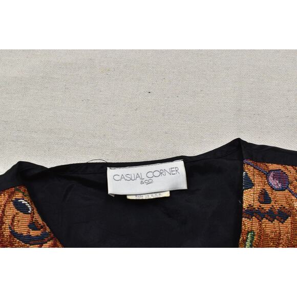 Casual Corner & Co Halloween Pumpkin Vest Size M Tapestry USA Cotton Blend - Picture 5 of 8